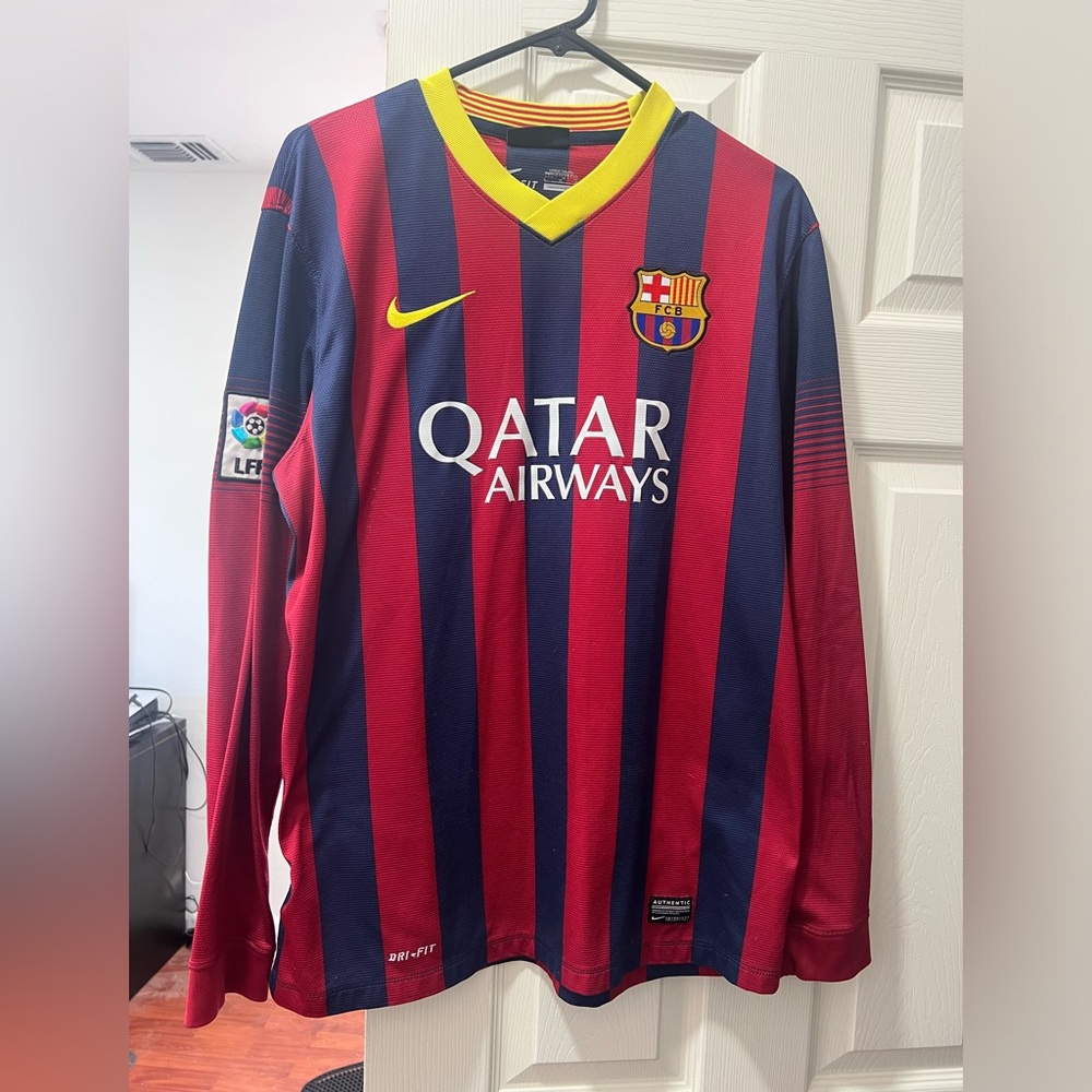 Nike FC Barcelona 2014-2015 BARCA Home Shirt Jersey Long Sleeve